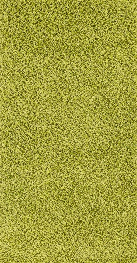 Surya Vloerkleed Woonkamer Slaapkamer Hoogpolig Shaggy Chic Loper Gang LILLY Effen Groen 80x220 cm