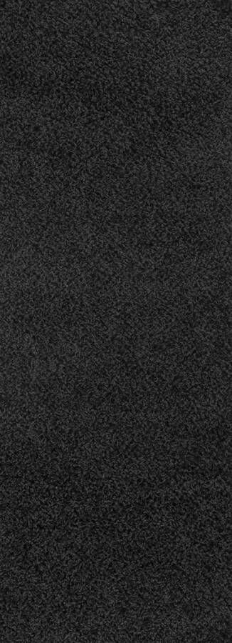 Surya Vloerkleed Hal- en SlaapKamer Hoogpolig Shaggy Chic Loper Gang LILLY Effen Zwart 80x220 cm