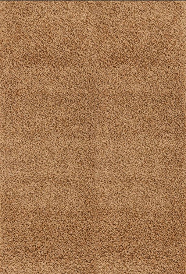 Surya Vloerkleed Woonkamer Slaapkamer Hoogpolig Shaggy Chic vloerkleed LILLY Effen Bruin 100x200 cm