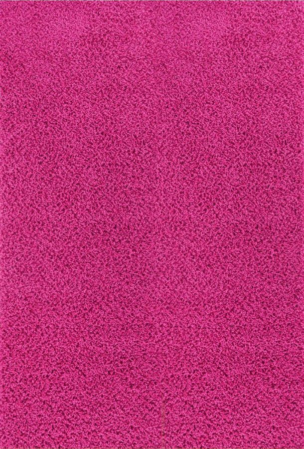 Surya Vloerkleed Woonkamer Slaapkamer Hoogpolig Shaggy Chic vloerkleed LILLY Effen Roze 100x200 cm