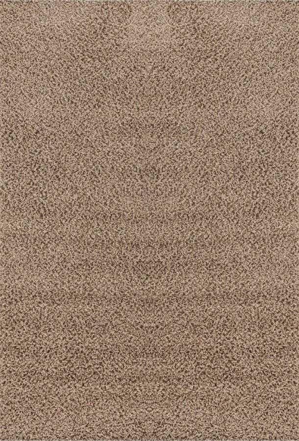 Surya Vloerkleed Woonkamer Slaapkamer Zacht Hoogpolig Shaggy Tapijt LILLY Effen Donkerbeige 120x170 cm
