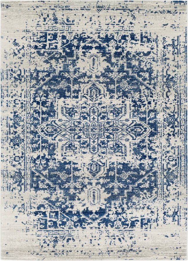 Surya Vloerkleed Woonkamer Slaapkamer Vintage Oosters vloerkleed JULIETTE Blauw Beige 160x220 cm