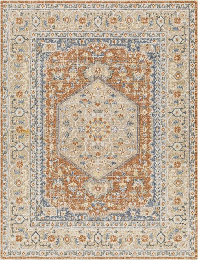 Surya Vloerkleed Woonkamer Slaapkamer Afwasbaar Vintage Tapijt BOKA Oranje Geel 160x213 cm