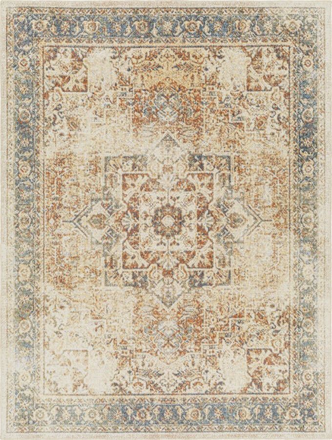 Surya Vloerkleed Woonkamer Slaapkamer Afwasbaar Vintage Tapijt VIVIAN Bruin Ivoor 200x275 cm