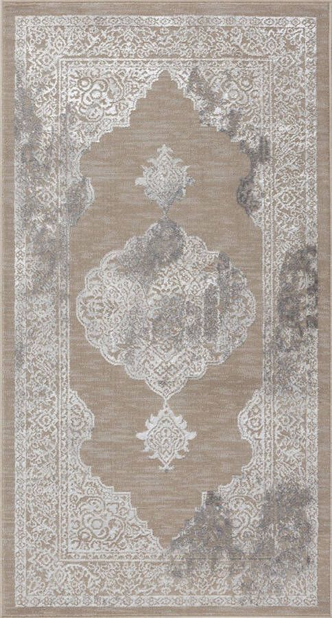 Surya Vloerkleed Woonkamer Slaapkamer Vintage Oosters Tapijt AZRA Beige Wit 80x150 cm