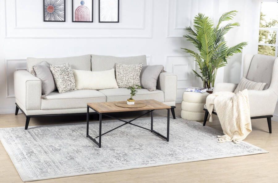 Surya Vloerkleed Woonkamer Slaapkamer Vintage Oosters vloerkleed VICKY Ivoor Grijs 160x215 cm - Foto 2