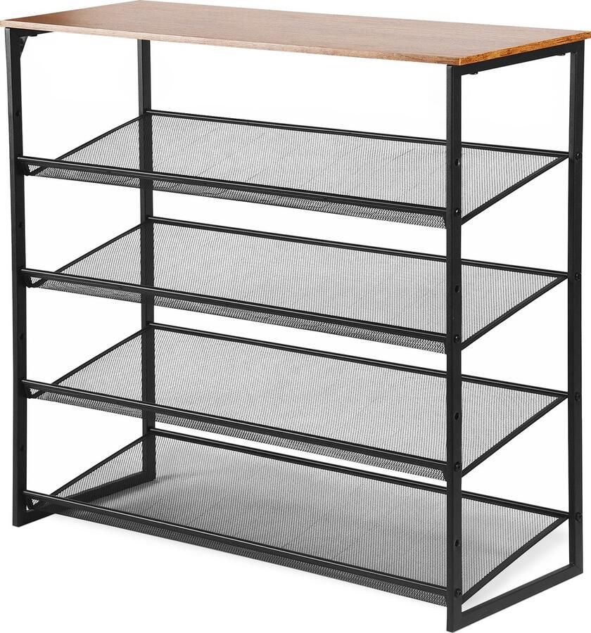 SV Living Schoenenrek 5 niveaus Multifunctionele Opbergkast 15 tot 20 paar schoenen Metaal & Hout Industrieel Design