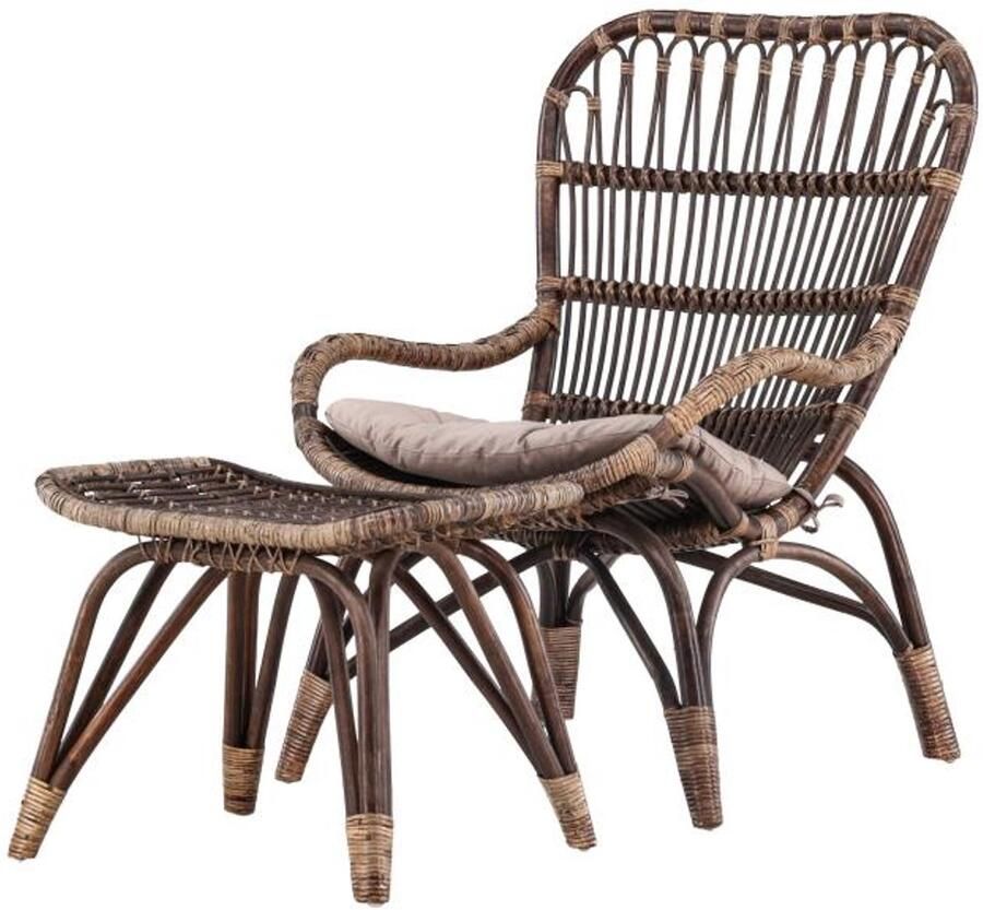 Svea Leila loungestoel donker walnoot rattan