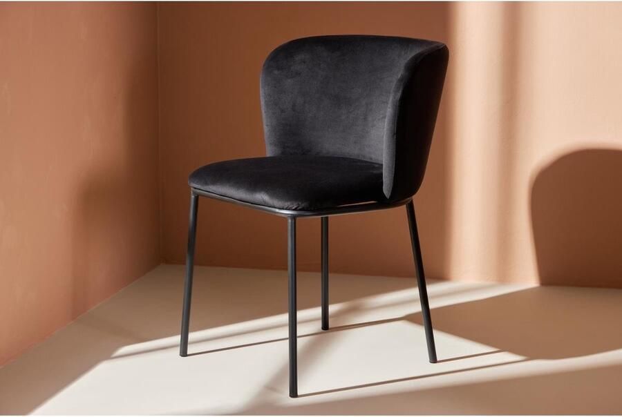 Svea Lino eetkamerstoel velvet zwart