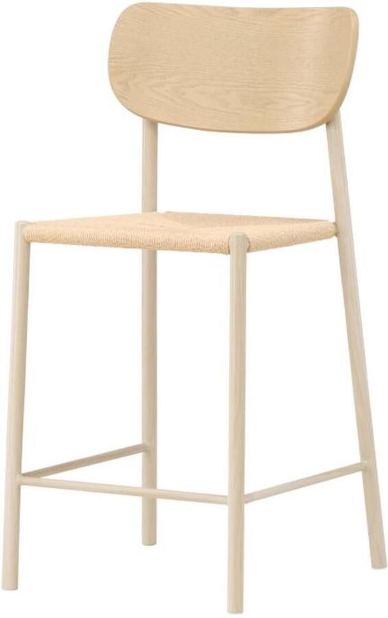 Svea Polsty barkruk met rugleuning rattan whitewash