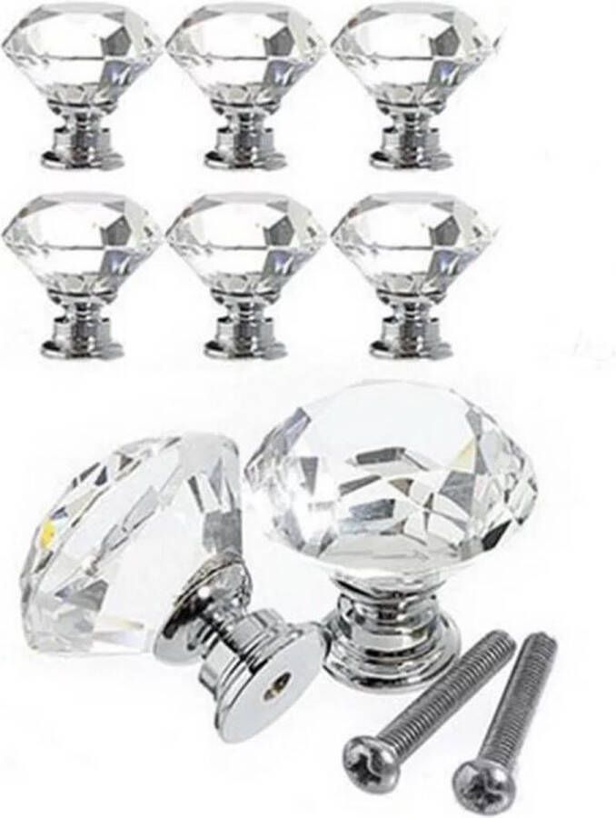 SVH Company Diamant Ladeknop Deurknop Kastdeurknop 6 stuks Glas Glazen Kristal Deur Knop Deurknoppen Deurknopjes Knopjes