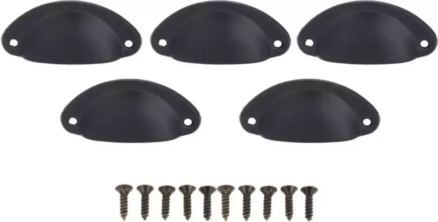 SVH Company Mini Vintage Schelpvormige Ladehandgrepen Zwart 5 stuks Lade Greep Hand Vat Handvat Mini 5xZwart
