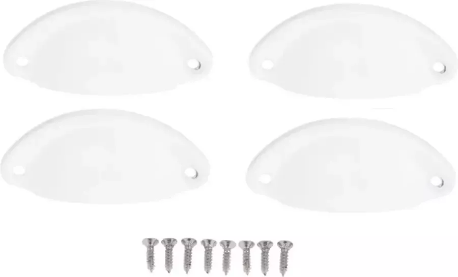 SVH Company Vintage Schelpvormige Ladehandgrepen Wit 4 stuks Lade Greep Hand Vat Handvat Wit 4 St