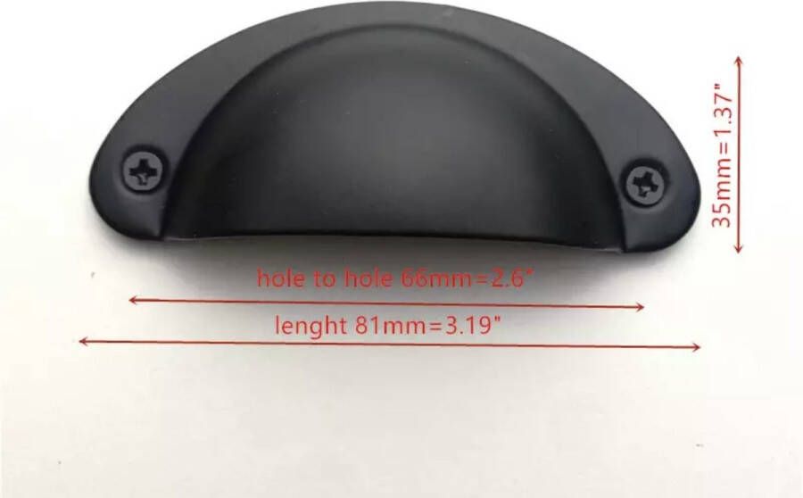 SVH Company Vintage Schelpvormige Ladehandgrepen Zwart 4 stuks Lade Greep Hand Vat Handvat Zwart