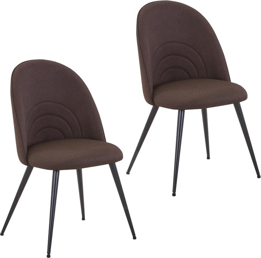SVITA ANITA set van 2 eetkamerstoelen Gestoffeerde eetkamerstoel Keukenstoel Stoffen bekleding Bruin
