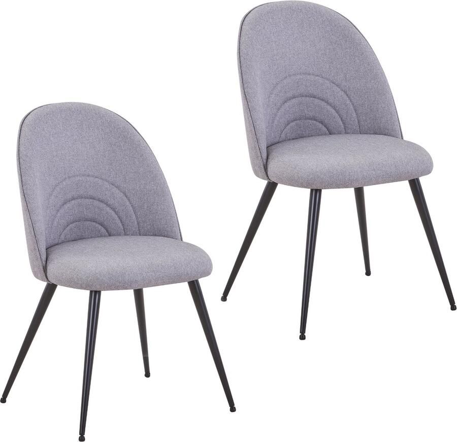 SVITA ANITA set van 2 eetkamerstoelen Gestoffeerde eetkamerstoel Keukenstoel Stoffen bekleding Grijs