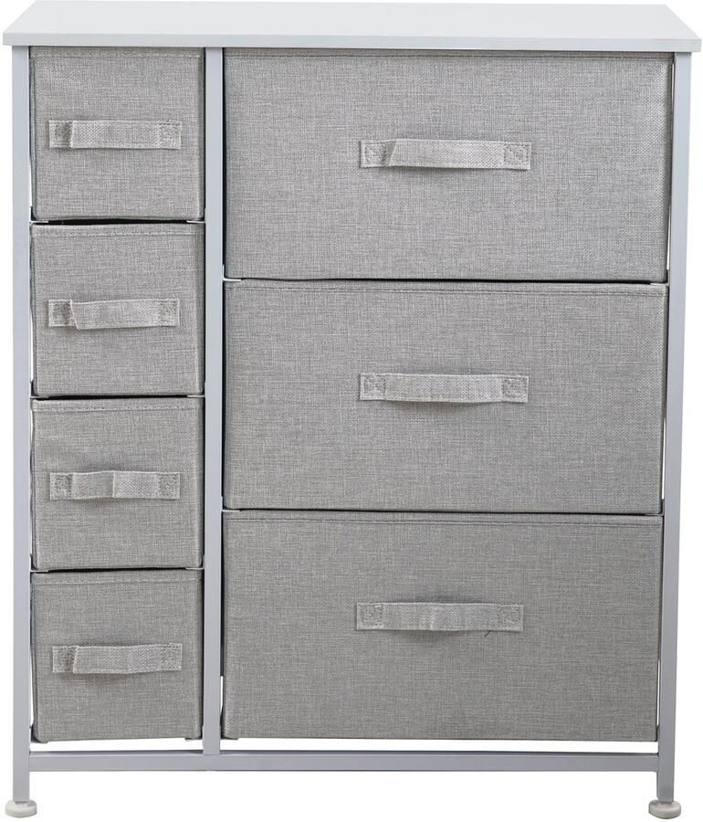 SVITA ARI ladekast organisatiesysteem plank metaal met stoffen dozen metalen plank wit-lichtgrijs