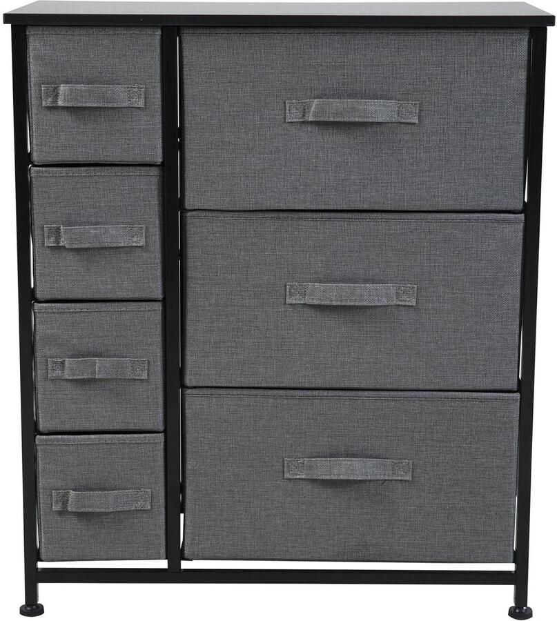 SVITA ARI ladekast organisatiesysteem plank metaal met stoffen dozen metalen plank zwart grijs