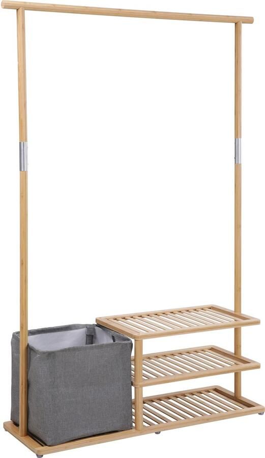 SVITA BASRI Garderobekast Kledingrek met Schoenenrek Opbergdoos Bamboe