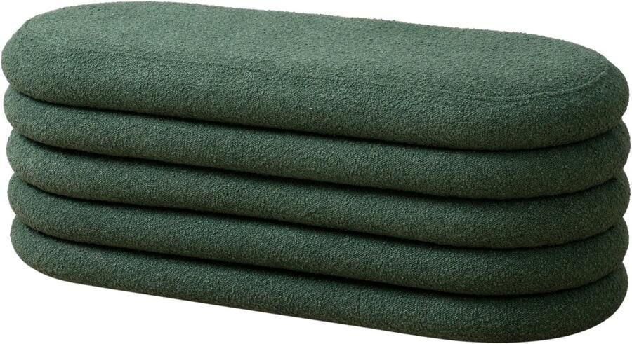 SVITA BLOSSOM XL Kruk met Opbergruimte Ottomaanse Bouclé Hoes Donkergroen