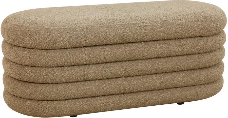 SVITA BLOSSOM XL Kruk met Opbergruimte Ottomaanse Bouclé Hoes Lichtbruin