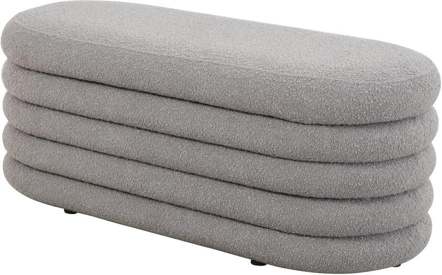 SVITA BLOSSOM XL Kruk met Opbergruimte Ottomaanse Bouclé Hoes Lichtgrijs