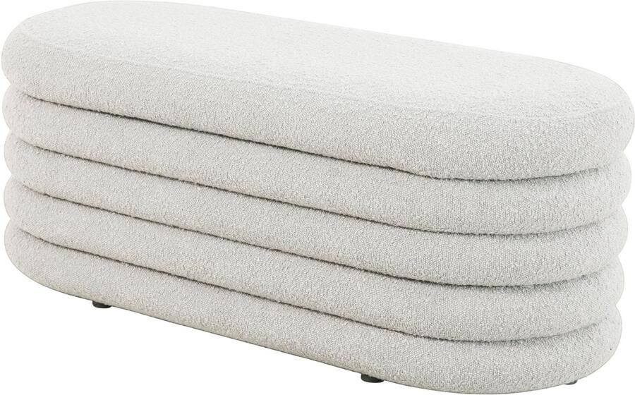 SVITA BLOSSOM XL Kruk met Opbergruimte Ottomaanse Bouclé Hoes Wit