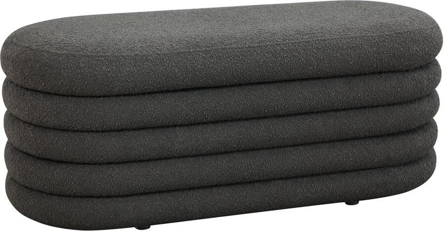 SVITA BLOSSOM XL Kruk- met Opbergruimte Ottoman Bouclé Hoes Donkergrijs