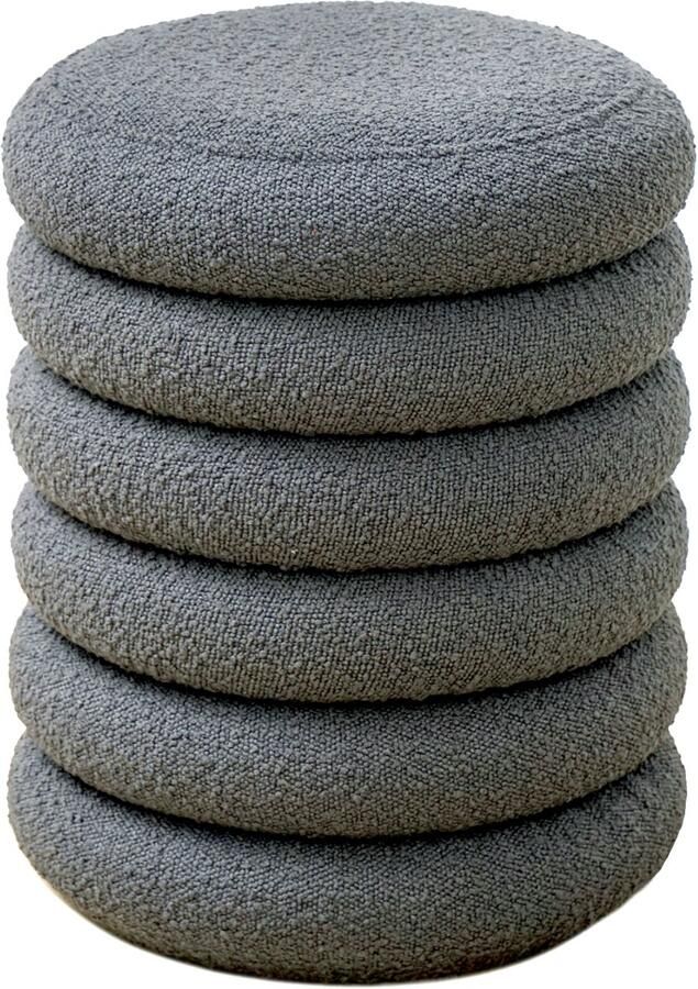 SVITA BLOSSOM XS hocker met opbergruimte Voetenbank Boucle bekleding grijs