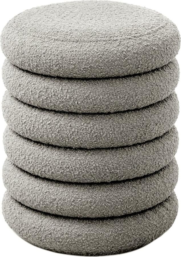 SVITA BLOSSOM XS hocker met opbergruimte Voetenbank Boucle bekleding lichtgrijs