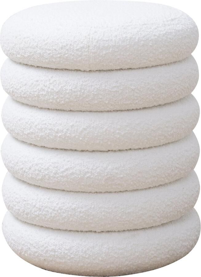 SVITA BLOSSOM XS hocker met opbergruimte voetenbank poef Boucle bekleding wit