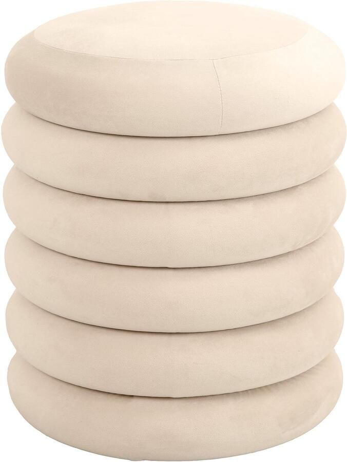 SVITA BLOSSOM XS Kruk met opbergruimte Voetenbank Fluwelen bekleding Beige