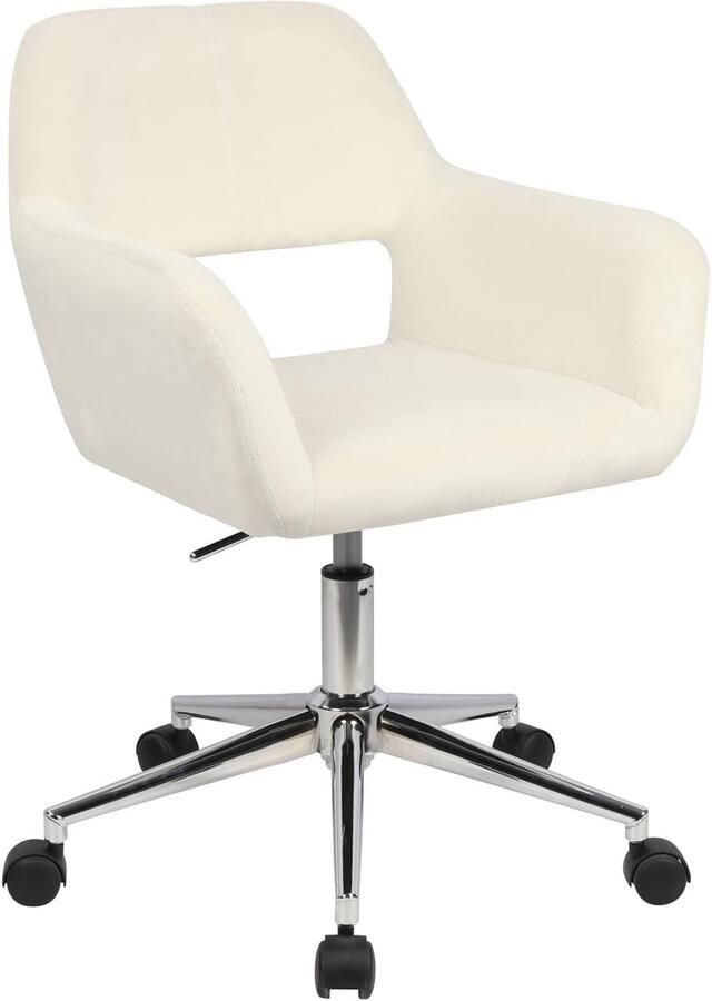 SVITA Bureaustoel Draaistoel in hoogte verstelbaar met armleuningen en wielen fluwelen bekleding beige