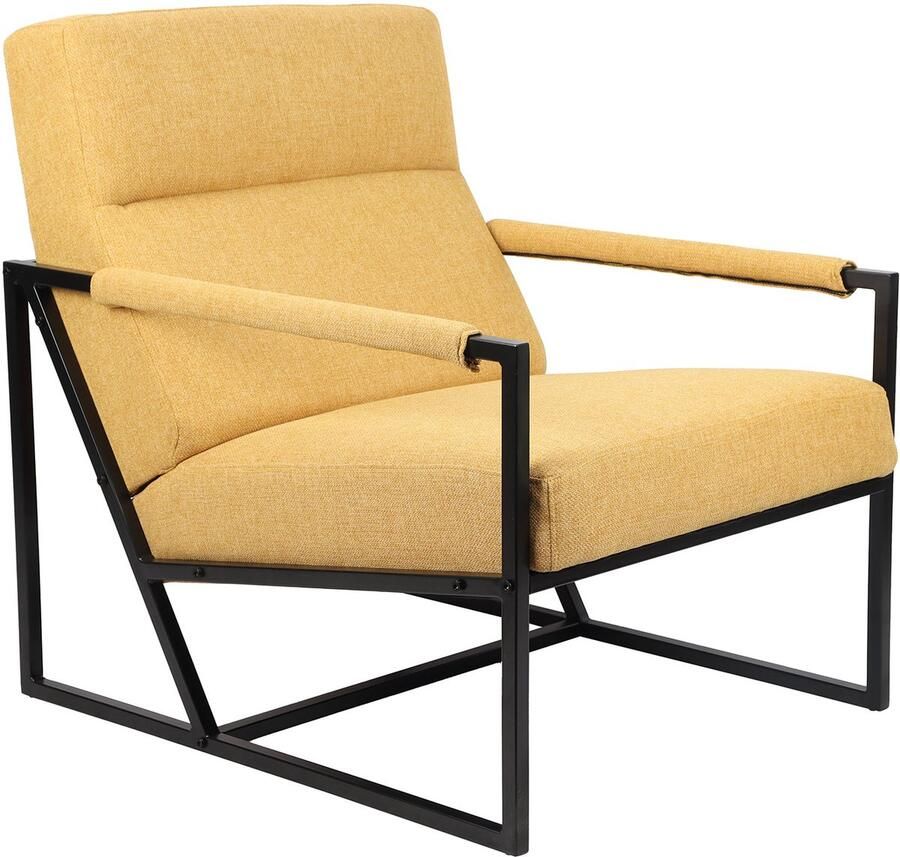 SVITA CHRIS fauteuil lounge stoel cocktail stoel gestoffeerde stoel binnen met armleuning comfortabel modern vintage woonkamer slaapkamer kantoor mosterdgeel