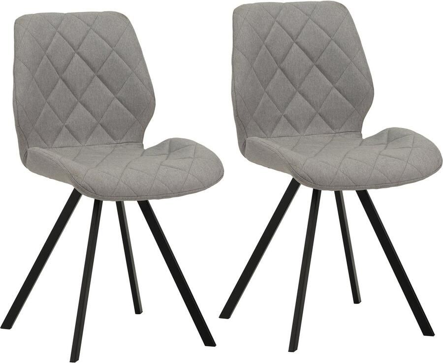 SVITA DIAMOND set van 2 eetkamerstoelen keukenstoel gestoffeerde stoel lichtgrijs