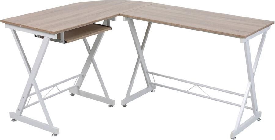 SVITA ECKHART hoekbureau eiken look witte metalen poten computerbureau kantoorbureau