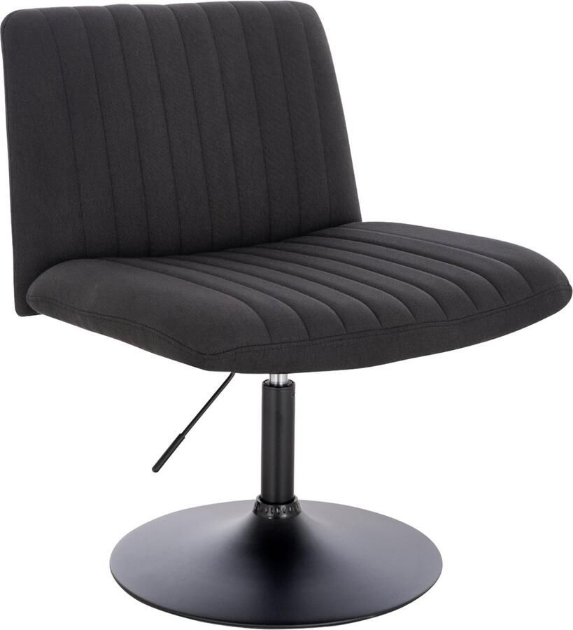 SVITA EMILY loungestoel in hoogte verstelbaar met rugleuning linnenlook zwart