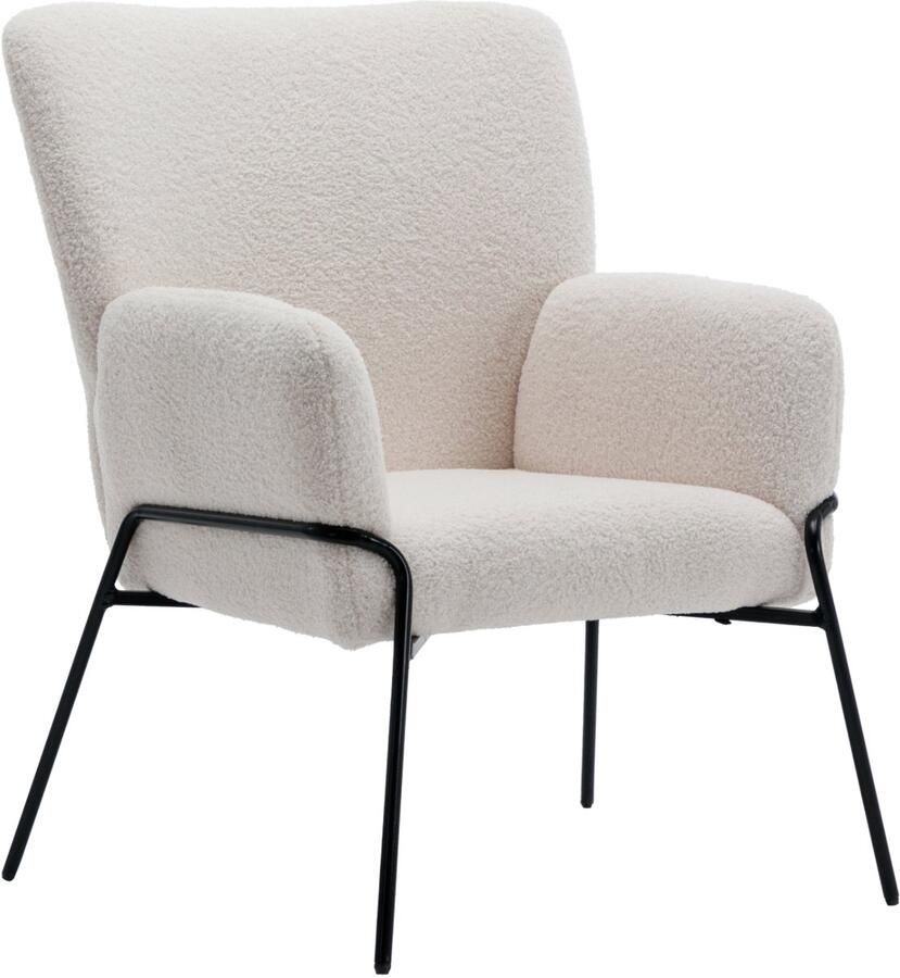 SVITA FREIA loungestoel modern met armleuning cocktailstoel gestoffeerde stoel wit