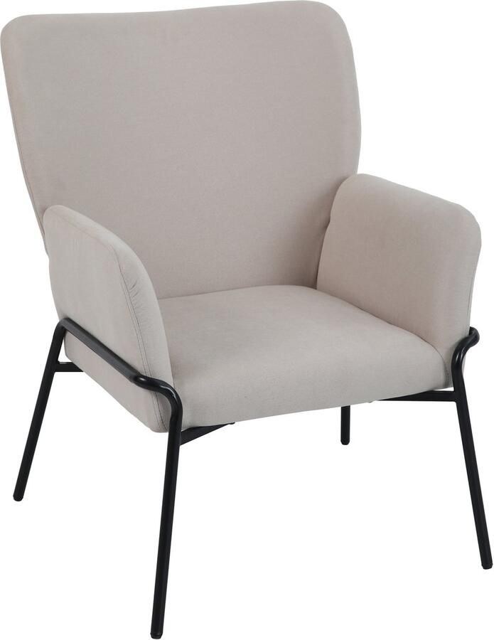 SVITA FREIA loungestoel modern met armleuningen cocktailstoel gestoffeerde stoel beige