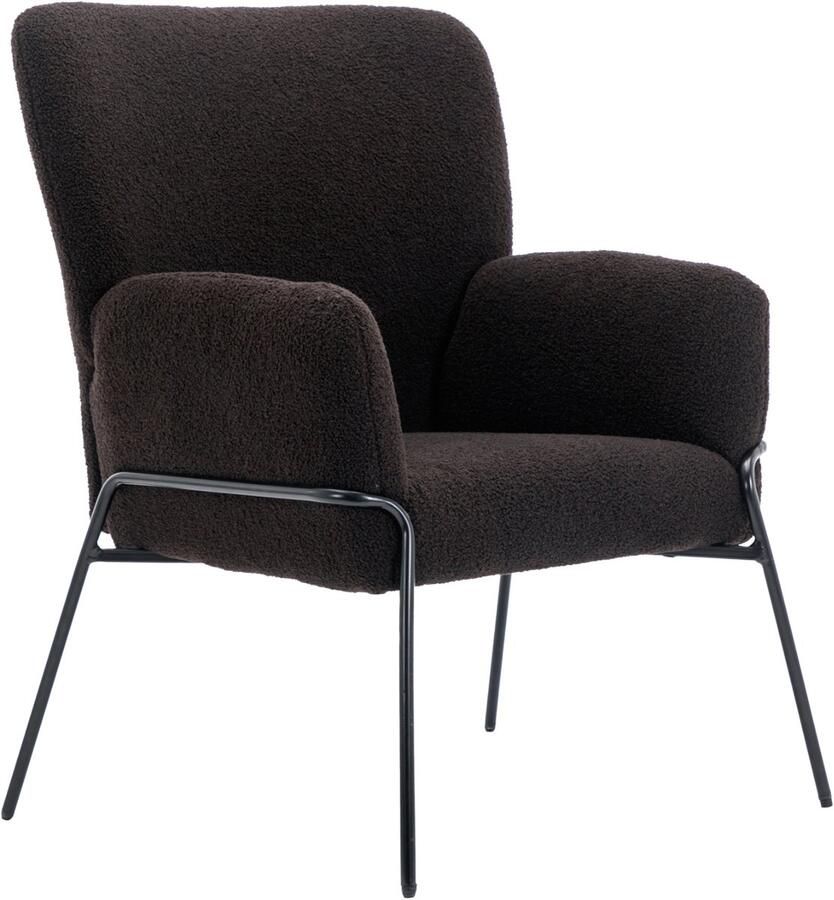 SVITA FREIA loungestoel modern met armleuningen cocktailstoel gestoffeerde stoel zwart