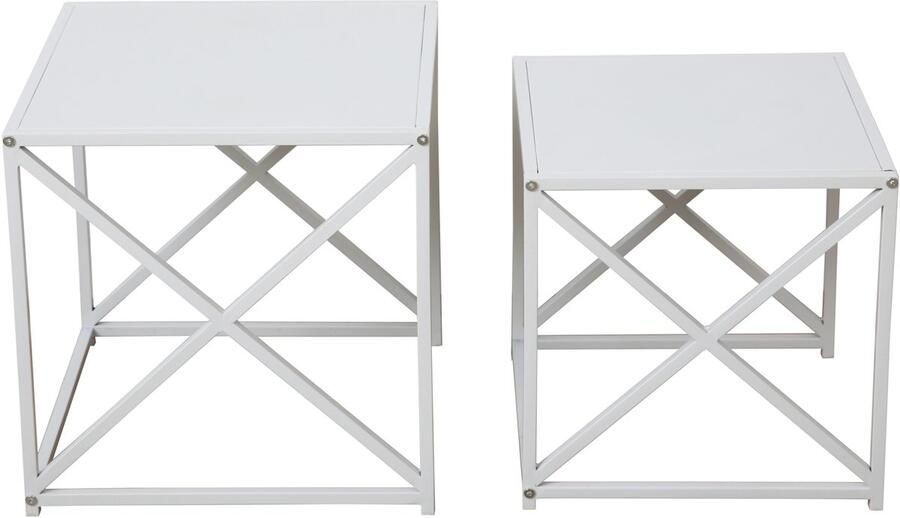 SVITA GEMO bijzettafel set van 2 salontafels woonkamertafels metalen tafel wit