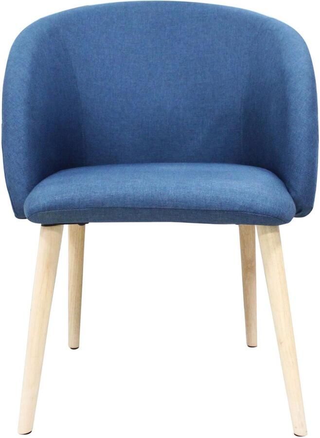 SVITA Gestoffeerde eetkamerstoel keukenstoel met armleuningen stoffen bekleding rond blauw