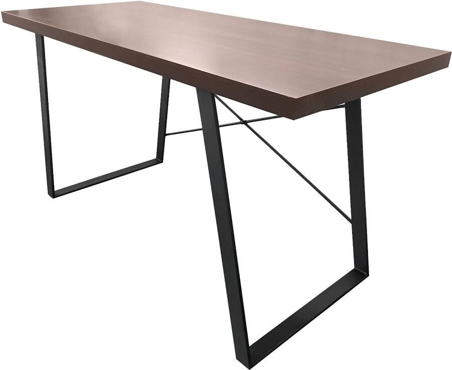 SVITA INDUSTRIAL bureau notenhouten look met zwarte metalen poten