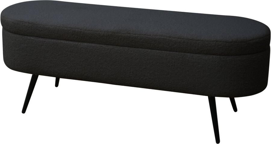 SVITA IVY bank teddy stof poef kruk opbergruimte gestoffeerde bank zwart