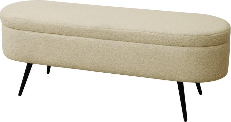 SVITA IVY Bank Teddy Stoffen Ottomaanse Kruk met Opbergruimte Gestoffeerde Bank Beige