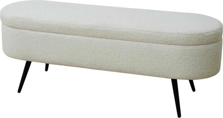 SVITA IVY bank teddy stoffen ottoman kruk met opbergruimte gestoffeerde bank wit