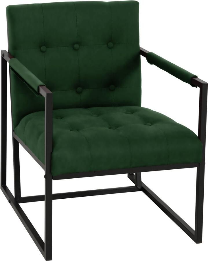 SVITA JONES cocktailstoel loungestoel bekleed met stalen frame fluweel donkergroen