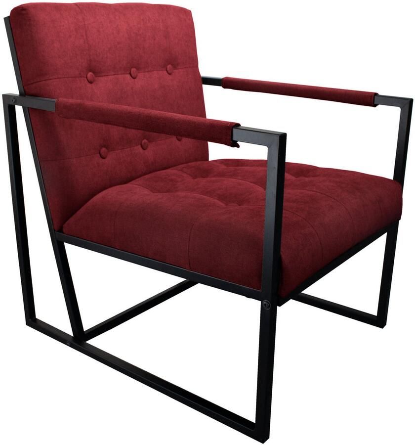 SVITA JONES cocktailstoel loungestoel bekleed met stalen frame stof rood