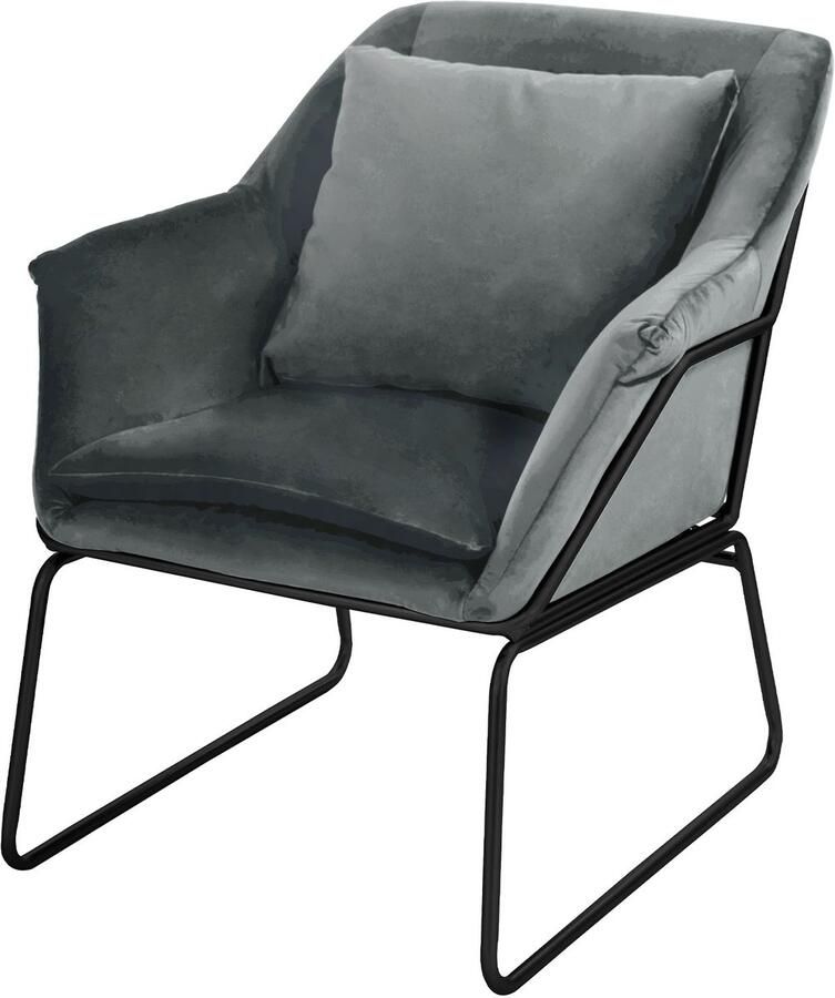 SVITA JOSIE loungestoel gestoffeerd binnen gestoffeerde stoel met armleuningen metalen frame fluwelen bekleding eenpersoonsbank modern grijs