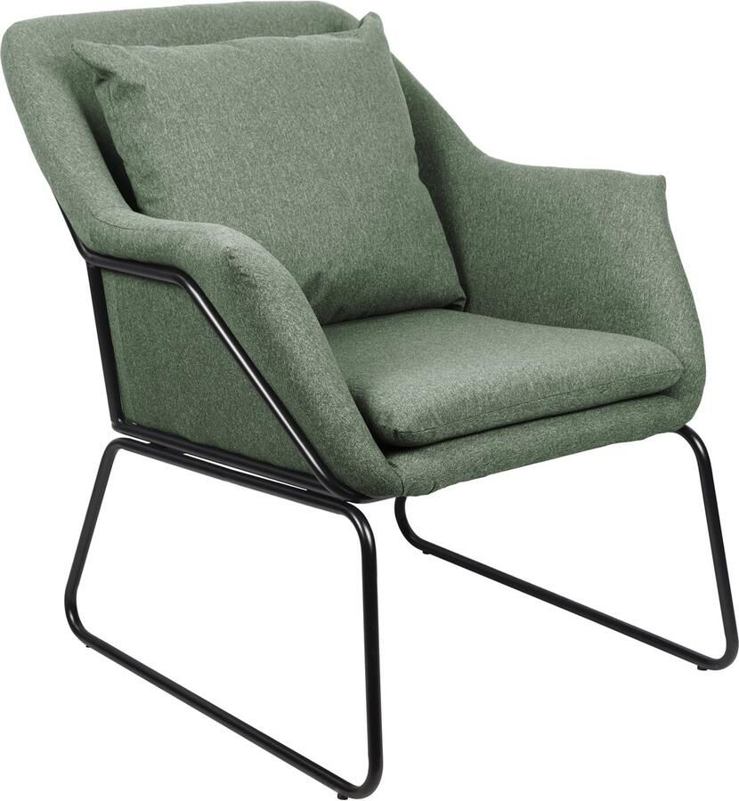 SVITA JOSIE loungestoel gestoffeerd binnen gestoffeerde stoel met armleuningen metalen frame stoffen bekleding eenpersoonsbank modern groen